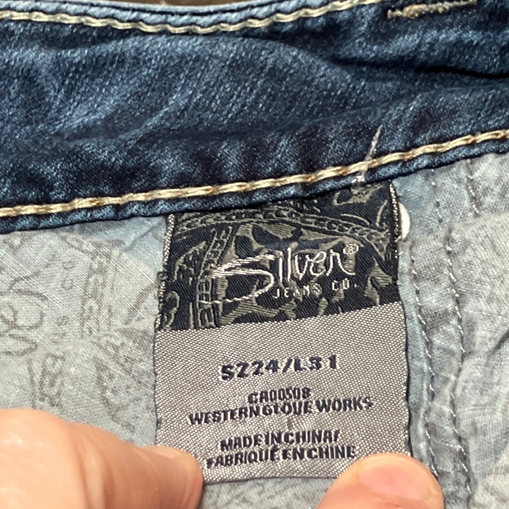 Silver Jeans Tuesday Bootcut Women Size 16 1/2 Blue Contrast Stitching - Picture 9 of 9